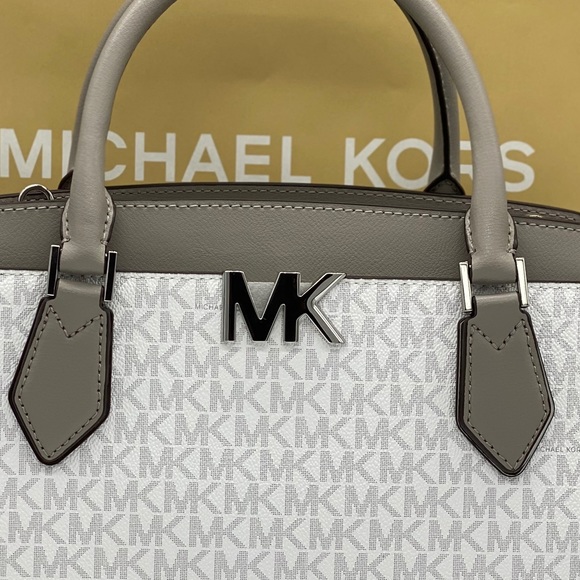 MICHAEL KORS MOTT LARGE SATCHEL BRIGHT WHITE LEATR - Picture 12 of 16